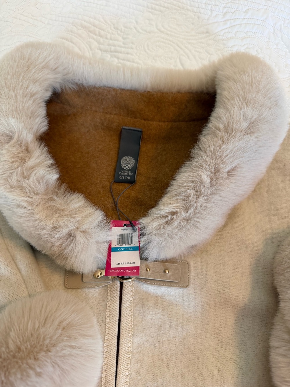 Vince Camuto Faux Fur Coat-Cape